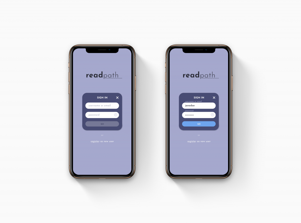 Two phones side by side showing part of the login process for a website